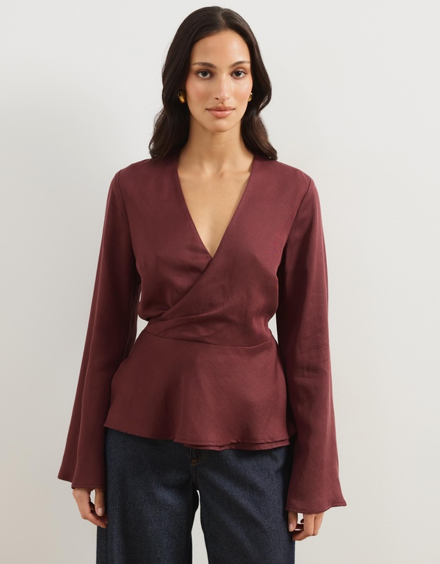 Atmos&Here - Mabel Wrapped Bell Long-Sleeve Top