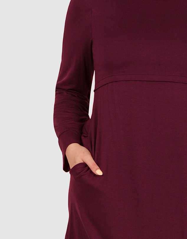 B Free Intimate Apparel - Bamboo Long Sleeve Maternity & Nursing Dress