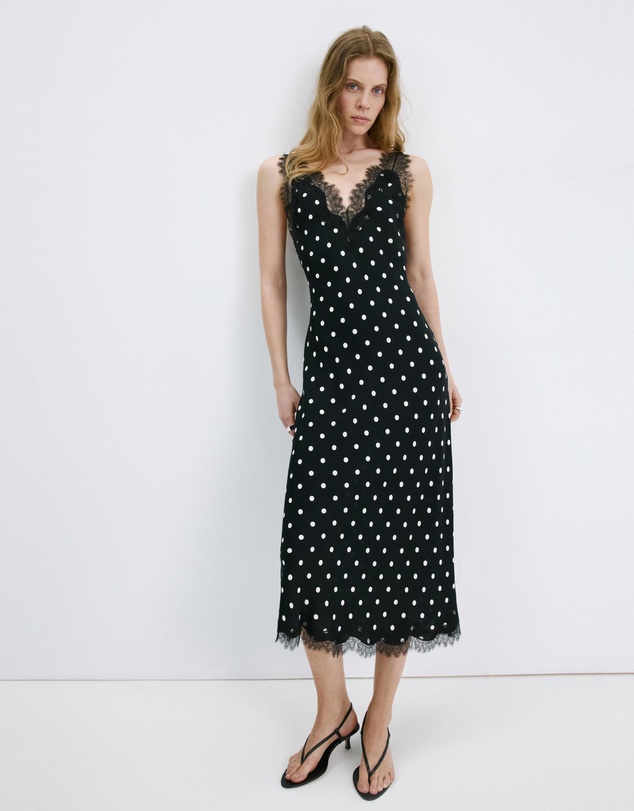 M.N.G - Polka Dot Dress With Lace Detail