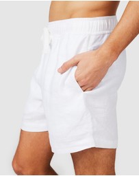 Vacay Swimwear - White Linen Shorts