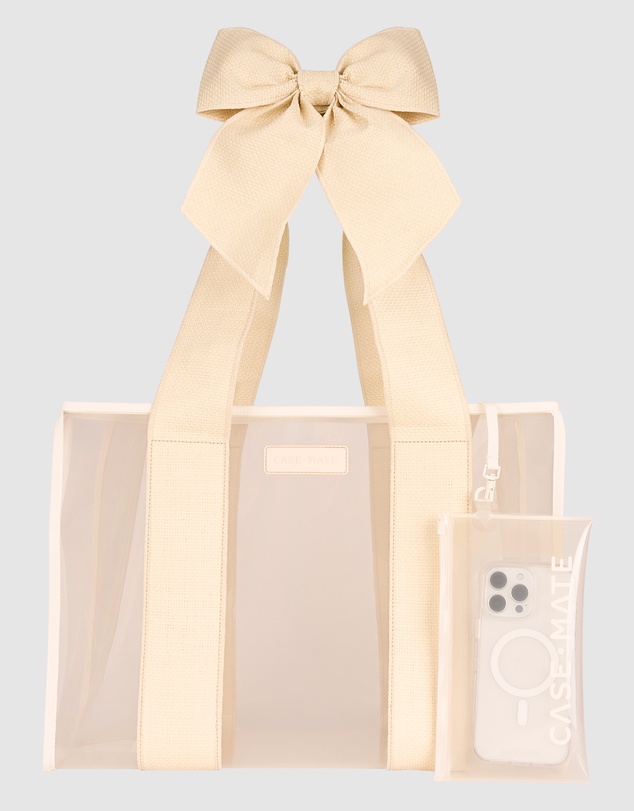 Case-Mate - Case-Mate Ecru Raffia Bow Tote w/ Phone Pouch