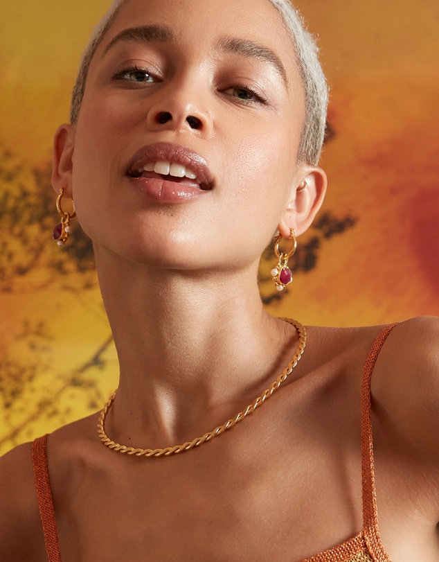 Ottoman Hands - Esther Ruby and Pearl Drop Earrings