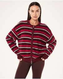 P.E Nation - Sable Stripe Knit Bomber Jacket