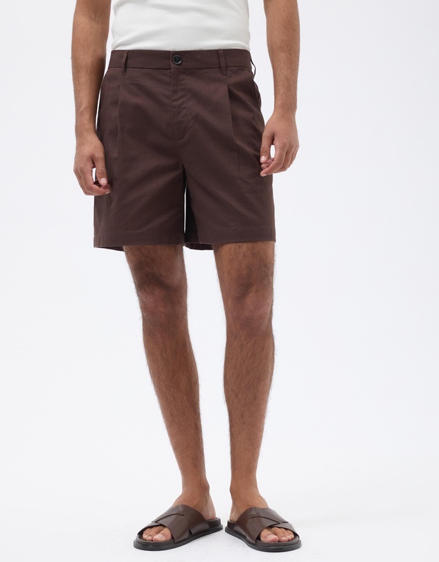 AERE - Leon Pleated Linen Blend Shorts
