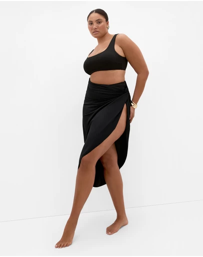 City Chic - Plus size Andros Swim Sarong Skirt - black