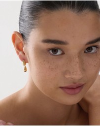 Najo - Liora Double Drop Yellow Gold Stud Earring