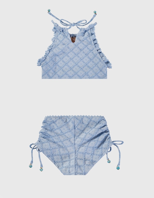 Aqua Blu Kids - Stepping Stones Blue Halter Neck Bikini Set - Kids