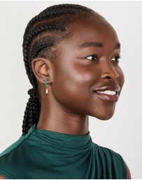 Lovisa - Waterproof Gold Plated Stainless Steel Emerald Green Enamel Cubic Zirconia Charm Huggie Earrings