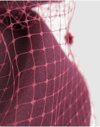Max Alexander - Felt Burgundy Pillbox Hat With Veil