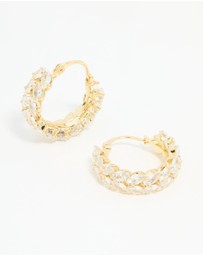 Lovisa - Gold Plated Diamante Marquise Herringbone Hoop Earrings