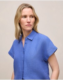 Trenery - Delave Linen Cap Sleeve Shirt in Vivid Blue