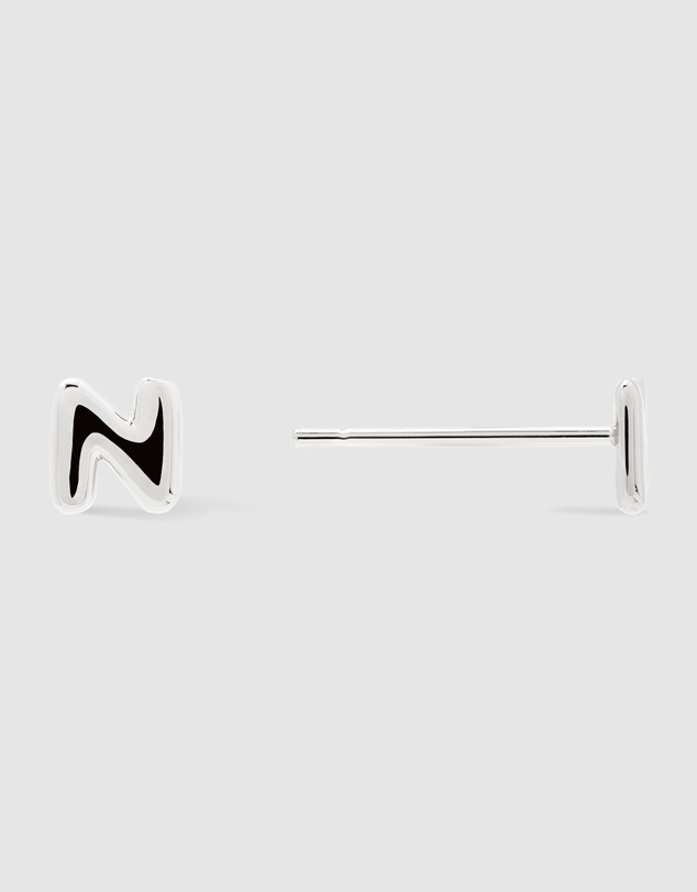 Wanderlust + Co - Alphabet Bubble Silver Stud Earrings - Letter N