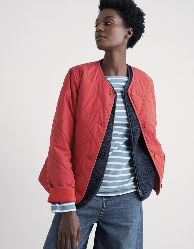 Seasalt - Seasalt Cornwall Red Swift Barn Organic Cotton Quilted Jacket