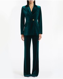 Carla Zampatti - Hunter Green Velvet Longline Jacket