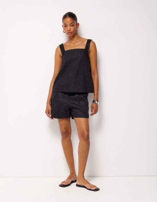 AERE - Straight Neck Tie Back Top