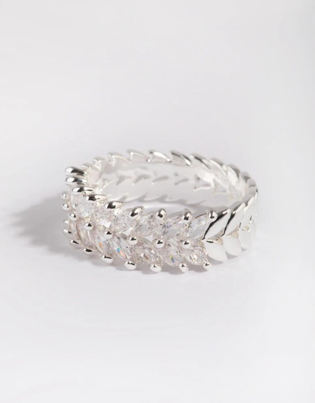 Lovisa - Silver Plated Cubic Zirconia Navette Ring