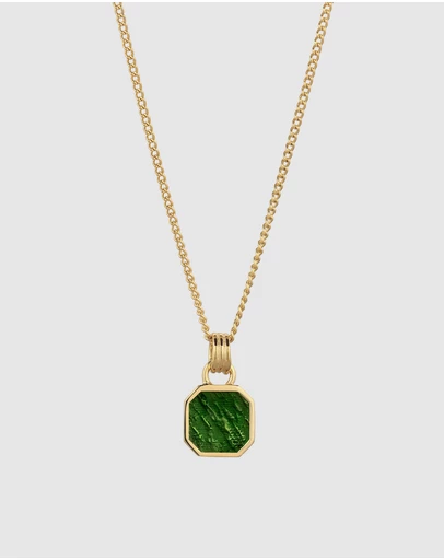 Kuzzoi - ICONIC EXCLUSIVE - Enamel Octagon Pendant Necklace in Gold-Plated 925 Silver