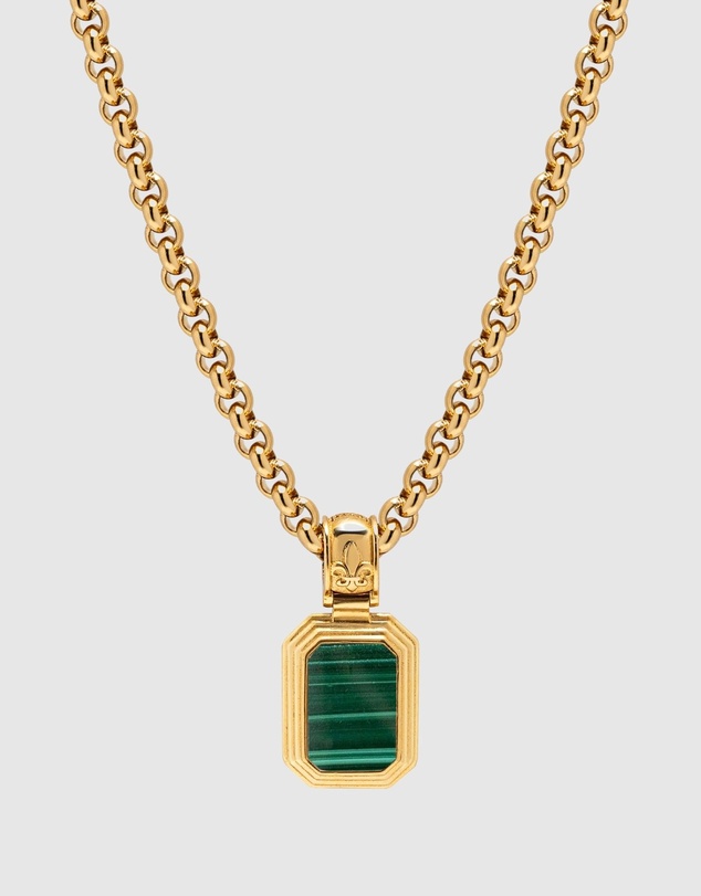 Nialaya Jewellery - Men's Sterling Silver Necklace with Two-in-One Malachite & Black Onyx Pendant