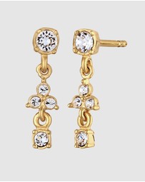 Elli Jewelry - Earrings Women Stud White Crystals 925 Sterling Silver Gold Plated
