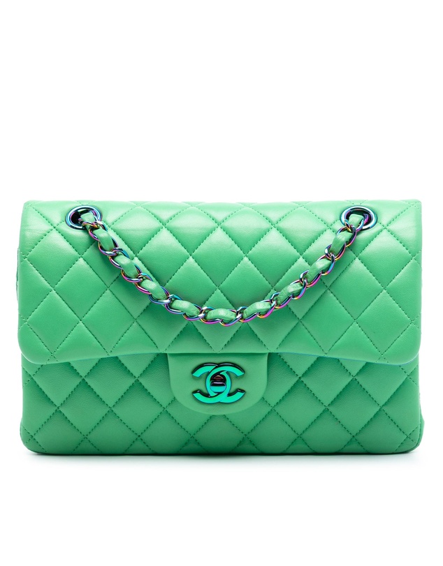 Pre-Loved by Azura Reborn - Pre-Loved Small Classic Lambskin Rainbow Hardware Double Flap