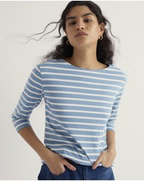 Seasalt - Seasalt Cornwall Blue Sailor 3/4 Sleeve Top Jersey