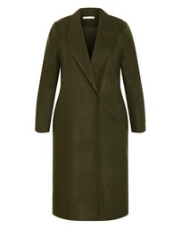 City Chic - Plus size Naomi Longline Coat - hunter green