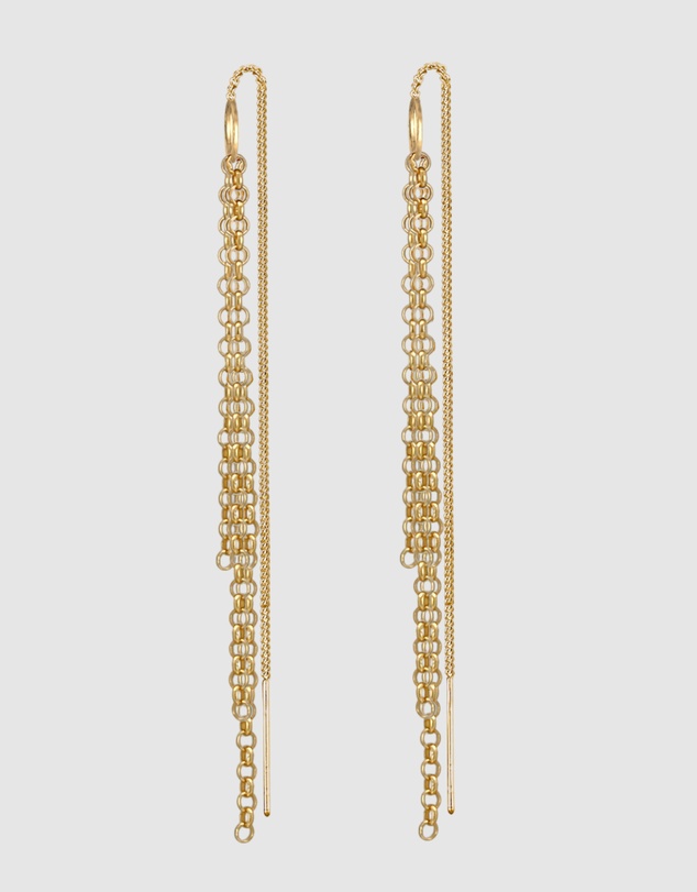Elli Jewelry - Earrings Dangles Chain Pull Through Trend in 925 Sterling Silver Gold Plated