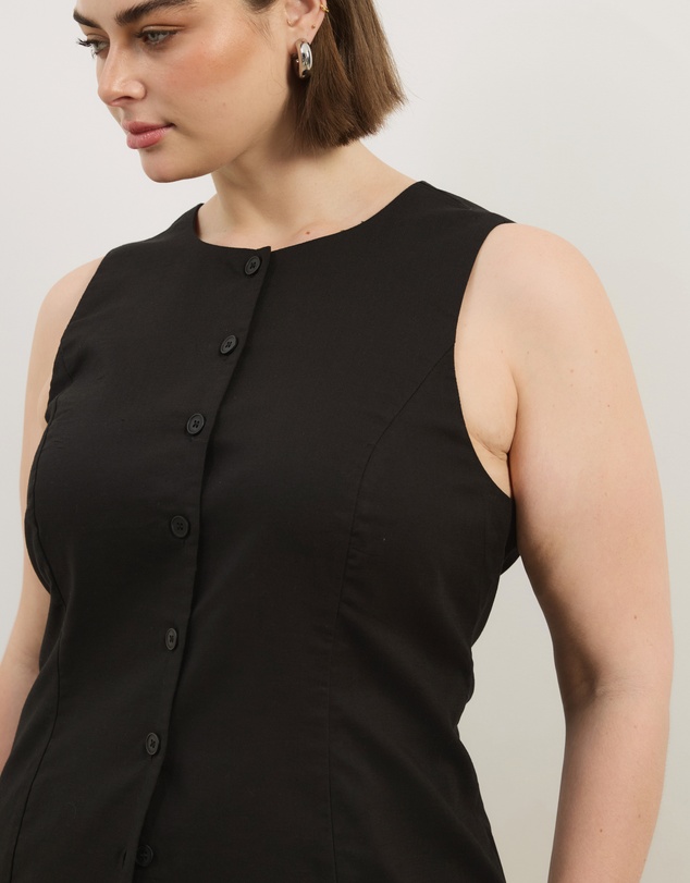 Atmos&Here Curvy - Heidi Linen Longline Vest