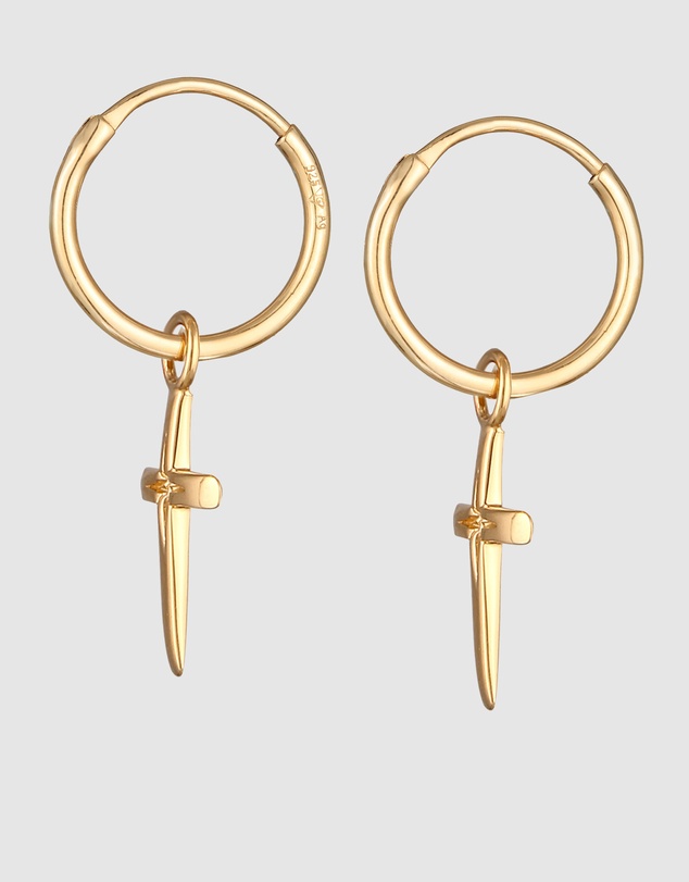 Elli Jewelry - Cross Hoop Earrings in Gold-Plated 925 Silver
