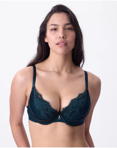 Bras N Things - Rosaria Push Up Dentelle - Dark Green