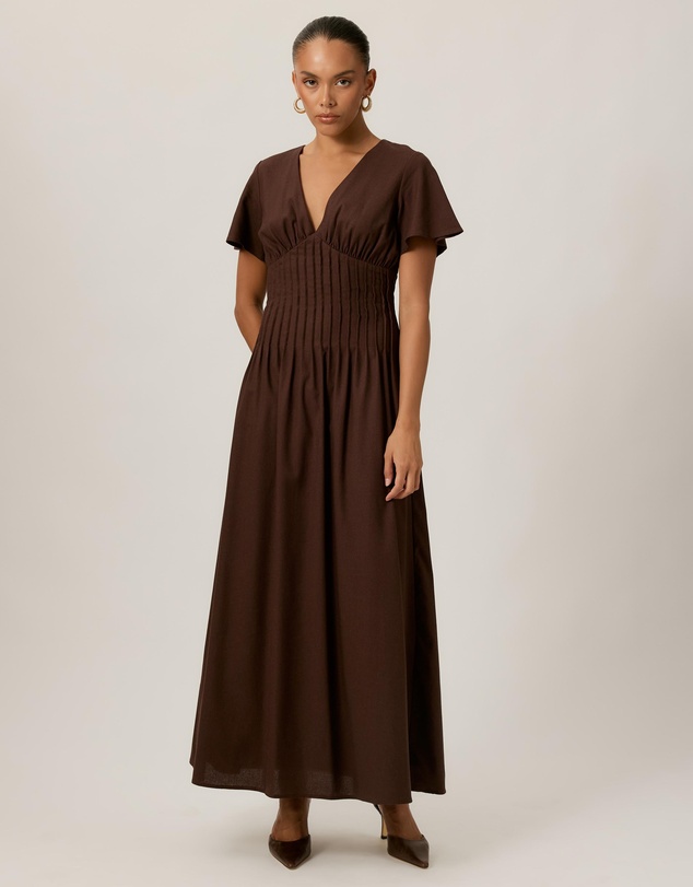 Tussah - Maysen Linen Blend Pintuck Midi Dress