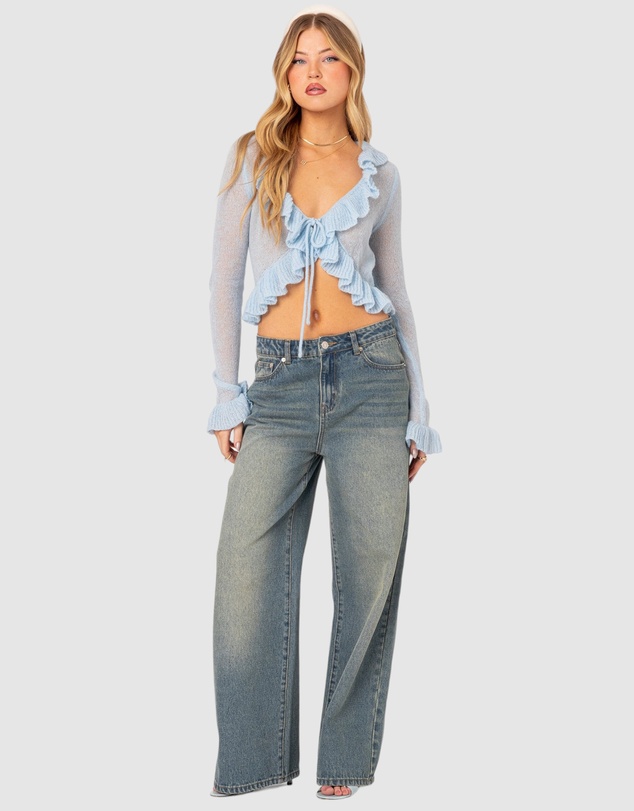 EDIKTED - Ryleigh Ruffled Tie Front Cardigan