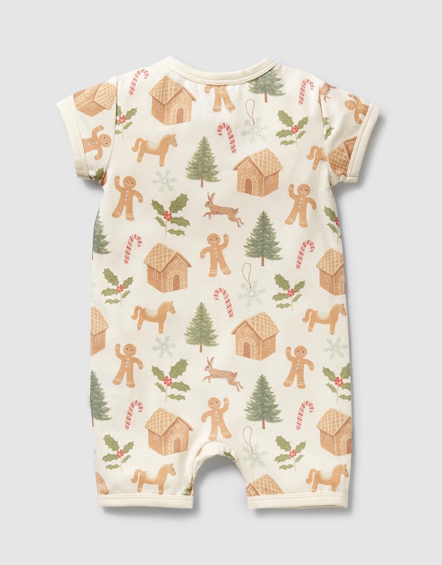 Wilson & Frenchy - Christmas Holly Jolly Magic Organic Boyleg Zipsuit - Babies