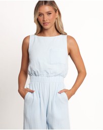 Petal & Pup - Brenna Cotton Jumpsuit - Pale Blue