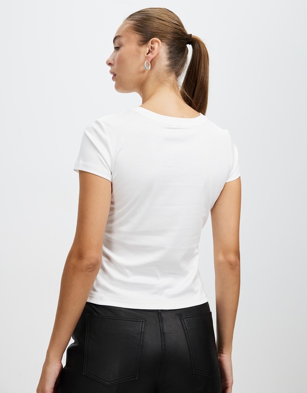 Honey and Beau -  jersey slim fit top with cap sleeves in white