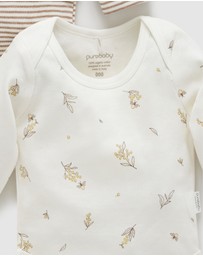 Purebaby - Easy Neck L/S Bodysuit 2 pack-Babies