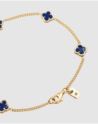 Kuzzoi - ICONIC EXCLUSIVE - Bracelet Male Cloverleaf Enamel Blue 925 Sterling Silver Gold Plated
