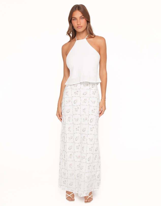 Petal & Pup - Steele Bias Maxi Skirt - White Vintage Floral
