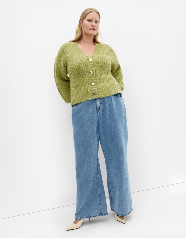 City Chic - Plus size Kiara V Neck Cardigan - matcha