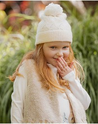 Bebe by Minihaha - Cream Pointelle Pom Pom Beanie - Babies-Kids