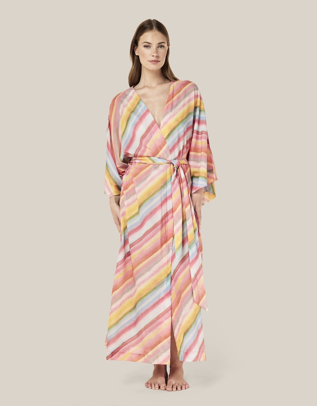 Papinelle - Sophie Stripe Maxi Kimono Robe