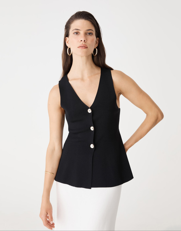 Forcast - Valerie Button Peplum Knit Top