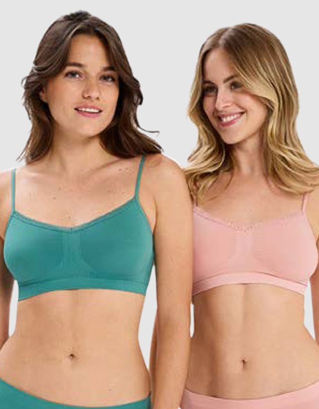 Billet Doux - Zen Attitude Crop Top Style Wirefree Bralette - 2 Pack