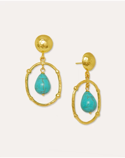 Ottoman Hands - Sloane Turquoise Drop Stud Earrings