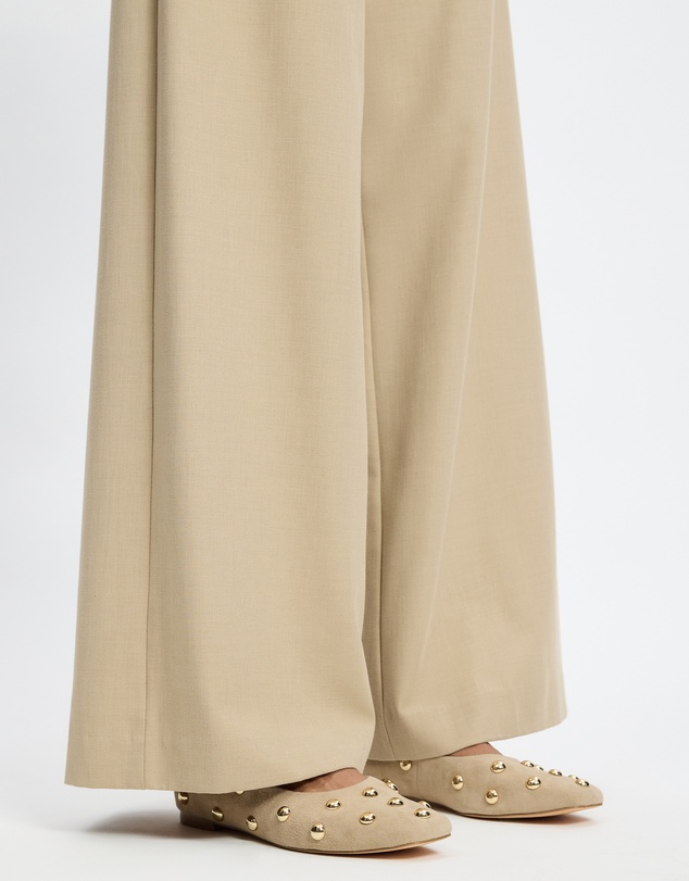 AERE - Studded Suede Ballet Flats