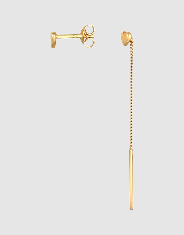 Elli Jewelry - Earrings Stud Set Heart Studs in 925 Sterling Silver Gold Plated