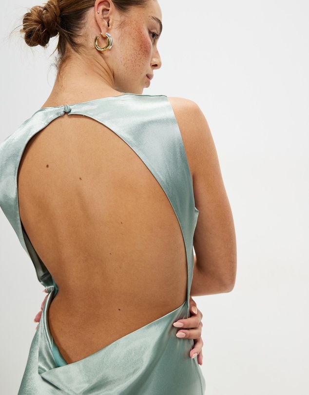 Third Form - Satin Bias Cowl Back Maxi Dress