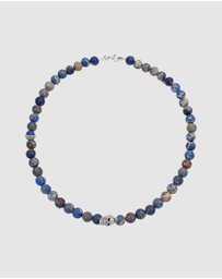 Kuzzoi - ICONIC EXCLUSIVE - Necklace Male Skull Blue Agate 925 Sterling Silver