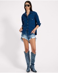 ONE TEASPOON - Western Denim Shirt - Deep Blue