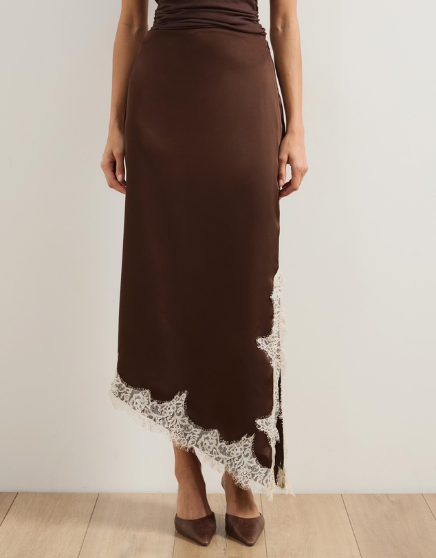 Atmos&Here - Alanna Asymmetrical Lace Side Split Midi Skirt